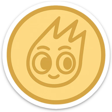 Illustrate a flat golden token with the mascot's head from the reference image as the main feature, outlined in gold. The design should have no body or background, and be clean and simple with a flat style. sticker