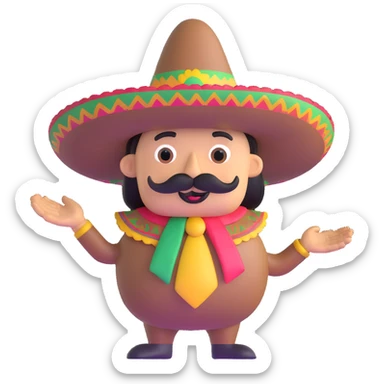 funny Mexican character with a mustache and sombrero sticker