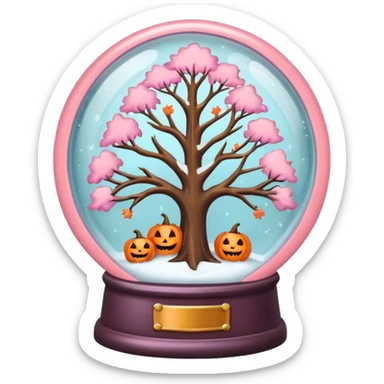 pastel pink orange halloween  tree  globe sticker