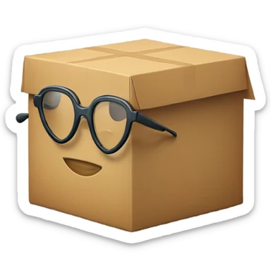 box with glasses on a big heart  sticker