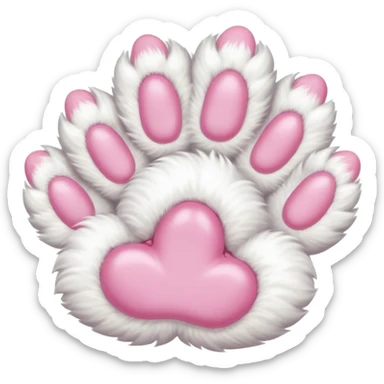 Fluffy white cat paw with six toes sticker