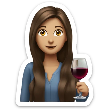 girl with long brown hair and brown eyes, with a glass of wine and KPMG with golden sticker
