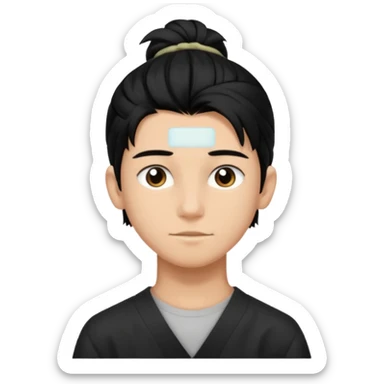 homme cheveux noir long attaché sans cheveux dépassant  16 ans, un peu bronzé sticker