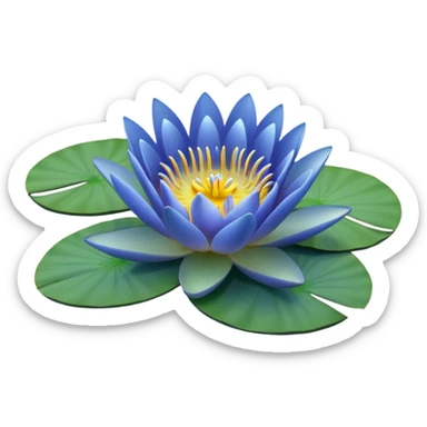 blue water lily circle leaf sticker