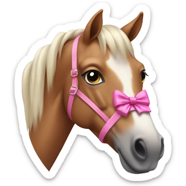 Horse wearing a pink bow sticker