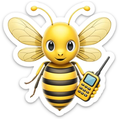Flying Bee with walkie-talkie talkie sticker