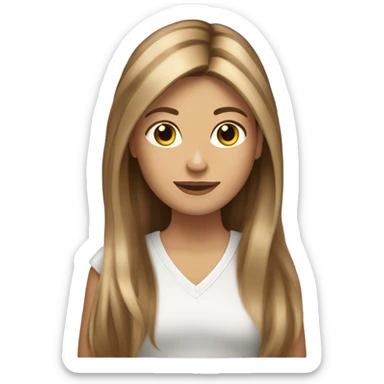 Long brown hair with blonde highlights, white skin with a Yorkshire terrier sticker