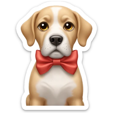A dog wit a bow sticker