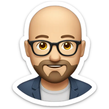 bald man with glasses and beard eating a cutlet sticker