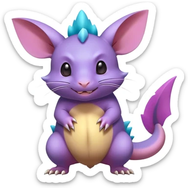 lush warm-colored colorful neon-colored Fakémon-Nidorino-Rattata-creature (full body) sticker