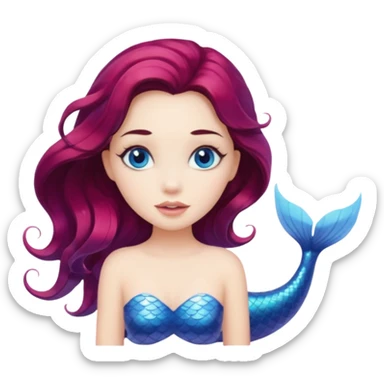 White brunette hair mermaid  sticker