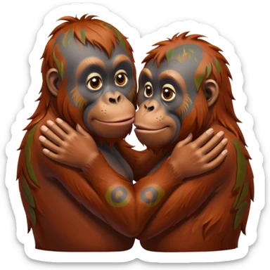 Kissing orangutang sticker