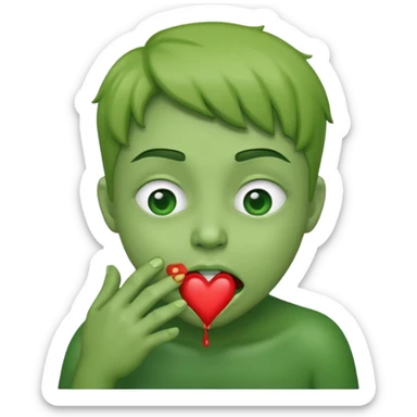 heart eyes puking sticker