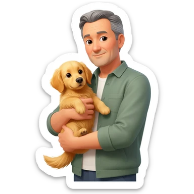 man holding an animal sticker