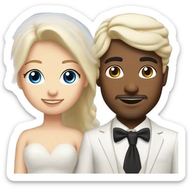 wedding couple middle eastern looking guy blonde girl blue eyes sticker