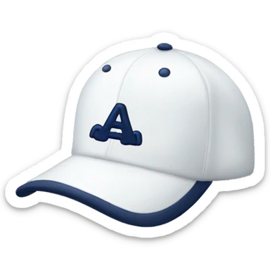 a white baseball hat with a navy blue bow on it sticker