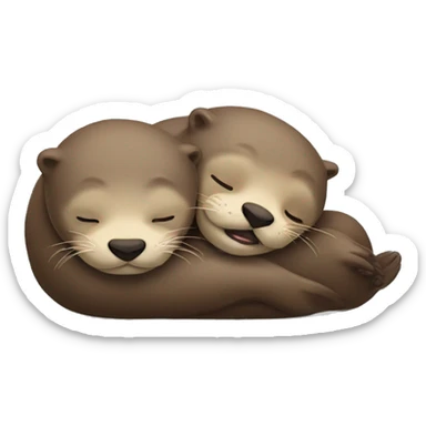 Two otters sleeping together, heart emoji above them sticker