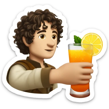 Frodo baggins drinking a cocktail  sticker