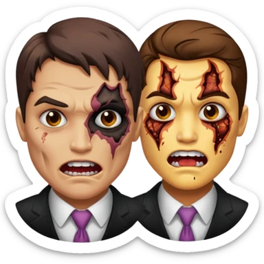 dc two face one half normal face other half burnt sticker