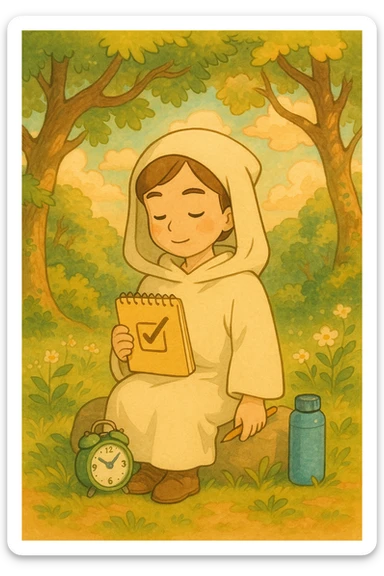 habit symbol, ghibli style sticker