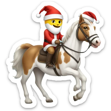 cat wearing a santa hat riding a horse sticker