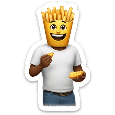 mojo eating fries sticker