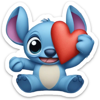 Stitch with love hearts sticker