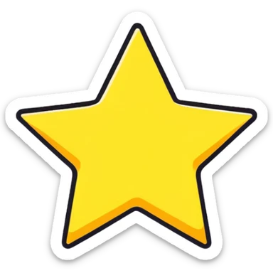 3D golden star with soft glow, five sharp symmetrical points, subtle glitter particles, cartoon style, friendly appeal, pastel yellow background, Pixar-inspired lighting sticker