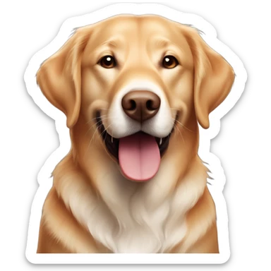 Dark Fox red Labrador and white golden retriever same size smiling together sticker