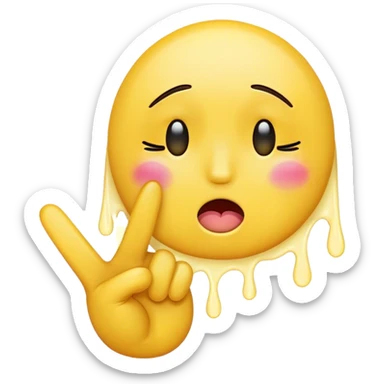 cute crying emoji with peace sign sticker