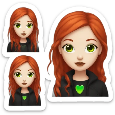 red head goth girl with neon green eyes  sticker