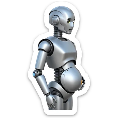 Pregnant male robot. Profile view. Facing left. sticker