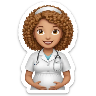 pregnant curly nurse sticker