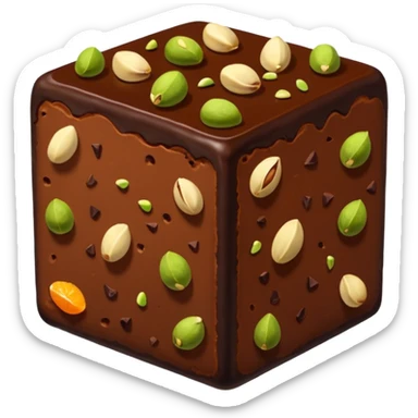Chocolate square fudgy Bites with orange and pistachios  sticker