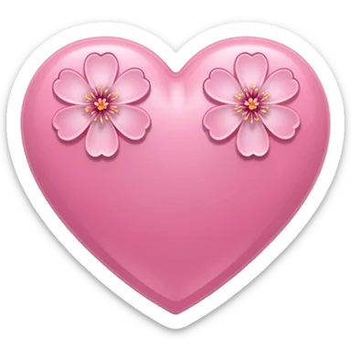 pink heart with a sakura blossom overlay sticker