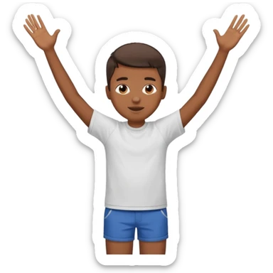 Boy doing 67 with hands in the air sticker