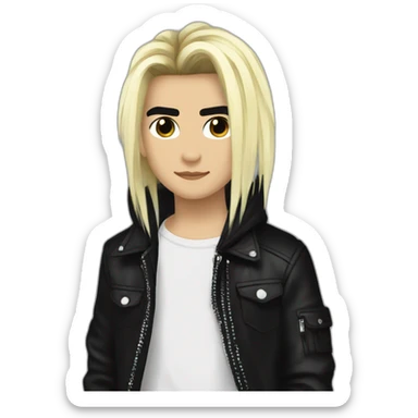 Bill Kaulitz black hair down with blonde highlights emo sticker