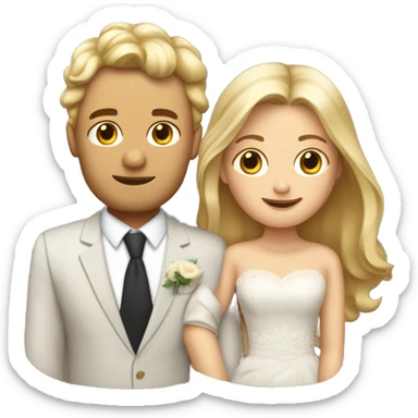 Blonde Frau lange Haare und Mann mit braune Haare und Bart heiraten sticker