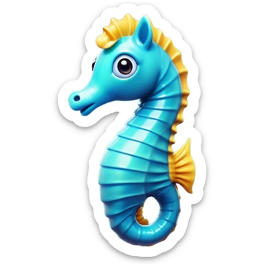 Cinematic Comical Sea Horse Portrait Emoji, Head tilted dramatically with an exaggeratedly amused expression, featuring a delicately curved body with a whimsically coiled tail and wide, comically expressive eyes full of playful disbelief, Simplified yet hilariously expressive features, highly detailed, glowing with a slightly sassy aquatic glow, high shine, dramatic yet playful, stylized with an air of quirky marine mischief, soft glowing outline, capturing the essence of a meme-worthy sea horse that looks ready to drift its way into viral fame! sticker