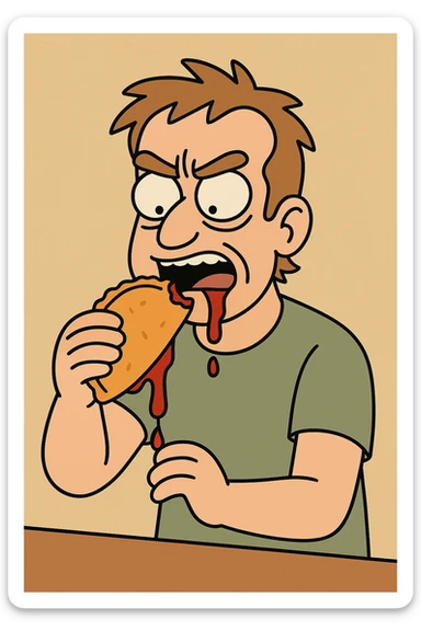 ketchup sauce Empanada the man was eating sticker