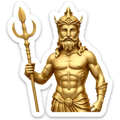 golden poseidon statue sticker
