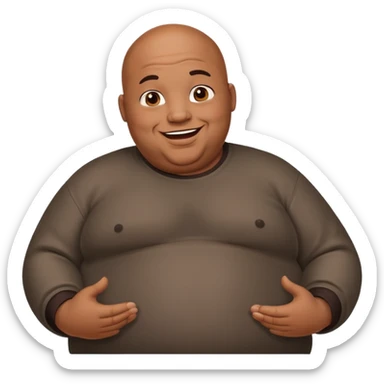 Fat black bald guy shrugging sticker