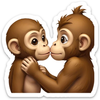 Two monkeys kissing sticker