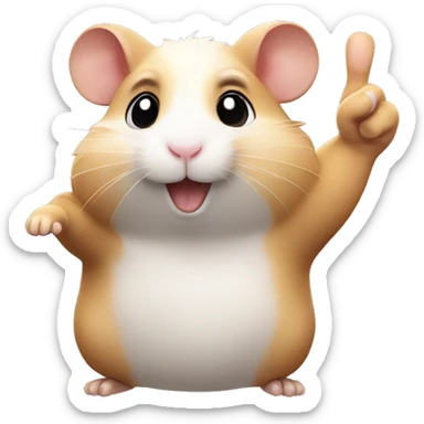 hamster showing peace sign 2 fingers sticker