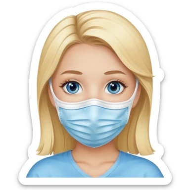 blonde blue eyed girl using a face mask  sticker