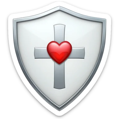Shield with heart symbol and medical cross, representing sexual health protection sticker