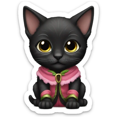 Black kitten with elf clothes sticker