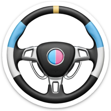 steering wheel with transgender pride flag colors with bdsm implification sticker