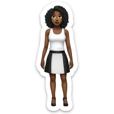 red hired girl in white tank top black skirt and heels sticker