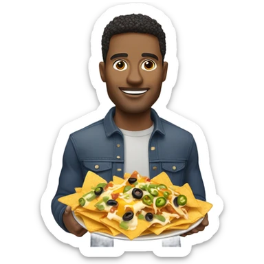 White guy holding nachos  sticker